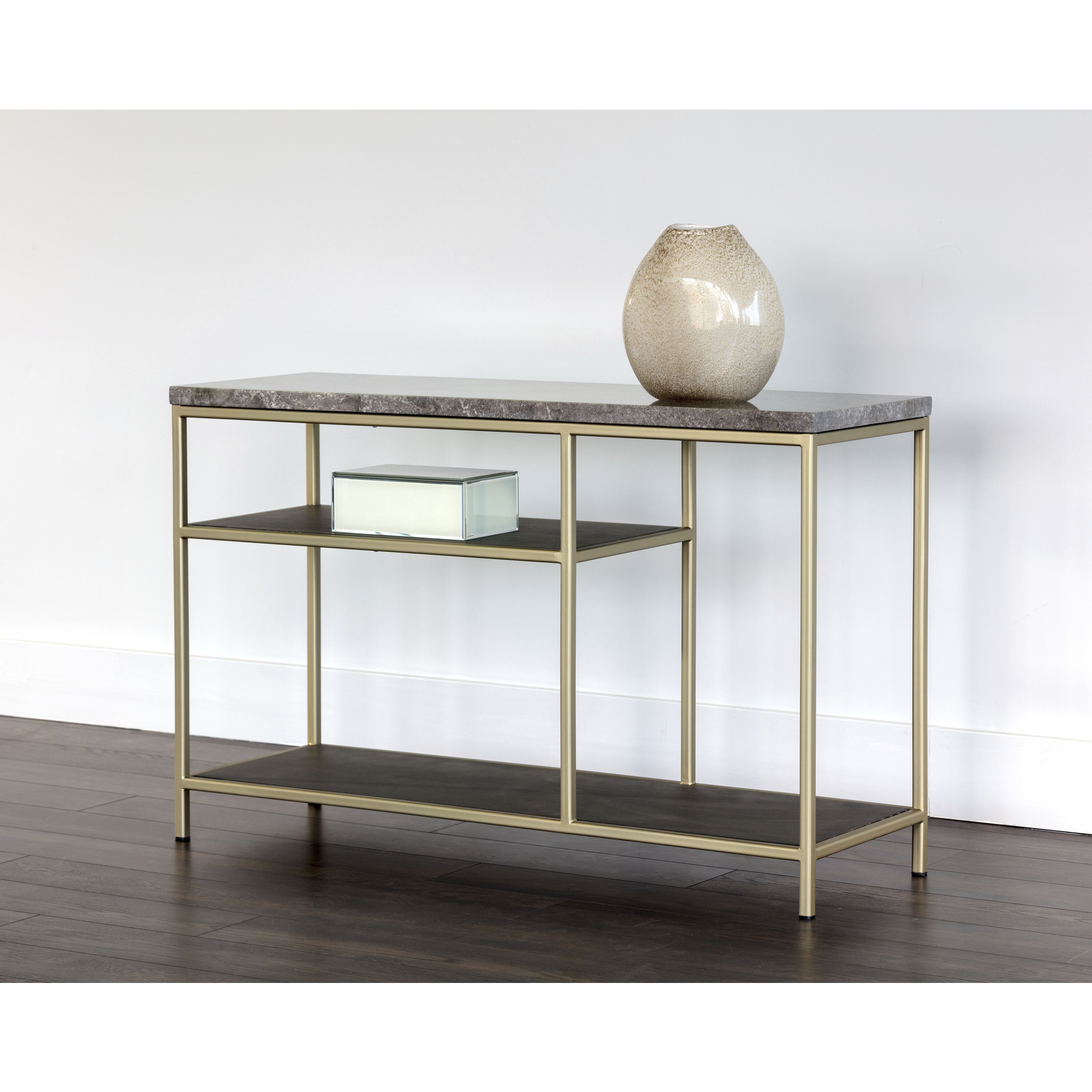 Arden 47.25 X 15.75 inch Grey / Gold Console Table